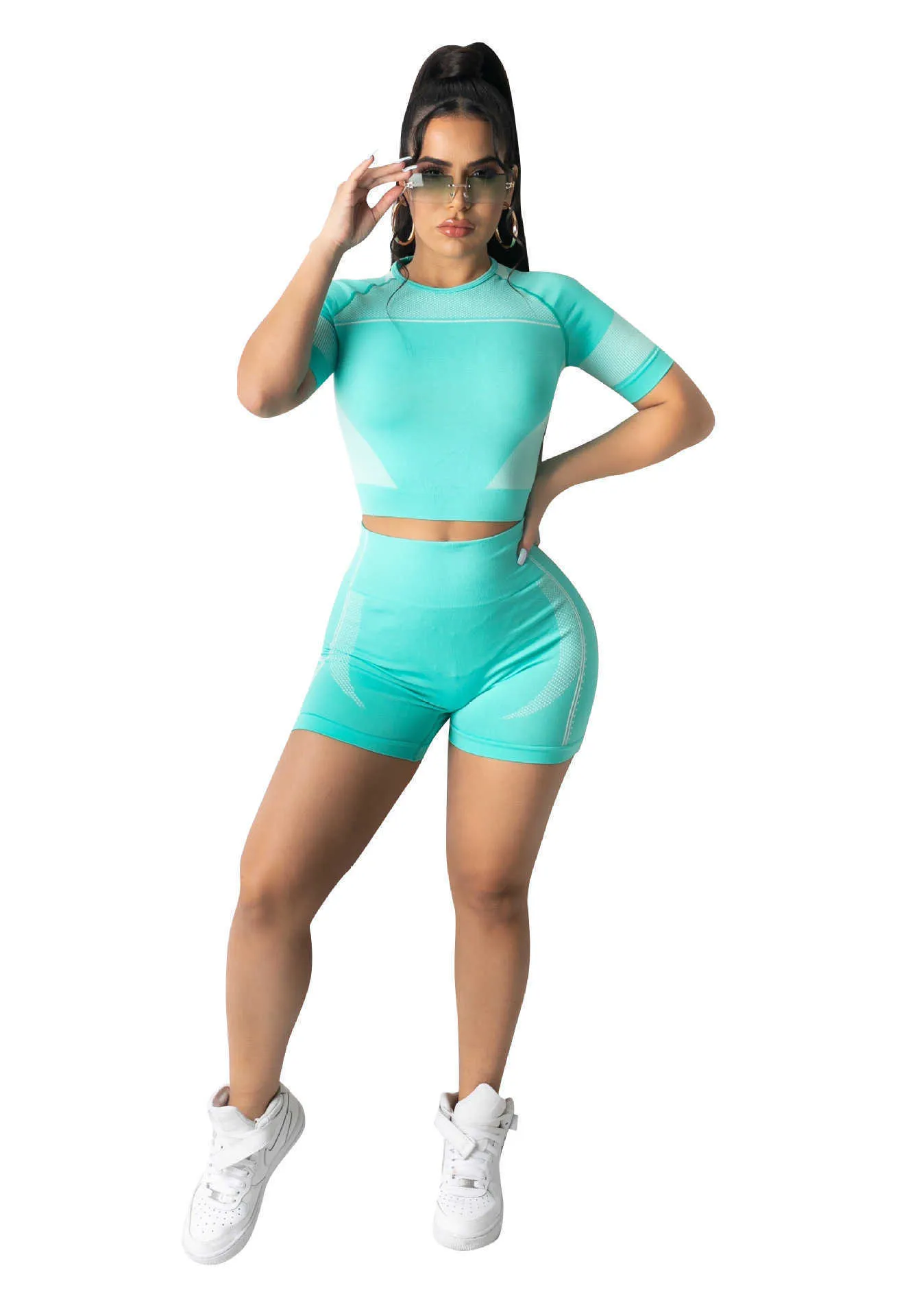 Tute sportive da donna estive Designer Abiti da yoga Moda casual T-shirt stampata Pantaloncini 2 pezzi Set Abbigliamento sportivo da donna Tuta da jogging S-XL