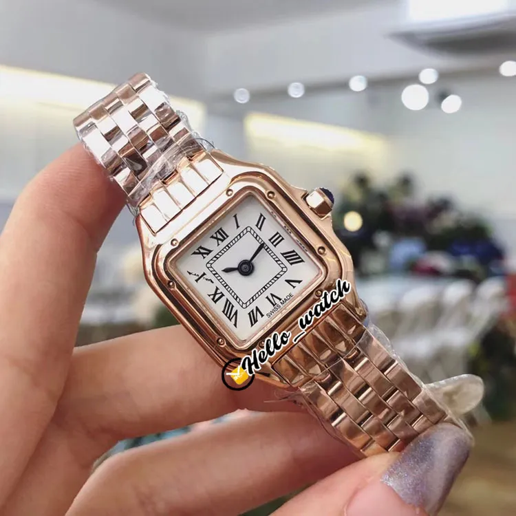 22 мм Panthere WJPN0008 Модные женские часы Швейцарские кварцевые женские часы Белый циферблат Розовое золото Двухцветный стальной браслет Сапфир Wristw332l