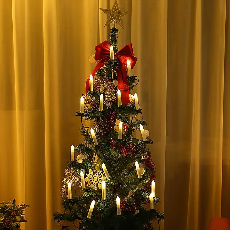 Saiten 20LED Weihnachtsbaum Lichter Dekoration USB Kegel Kerze String Warmweiß Familie Abendessen Urlaub Party233c