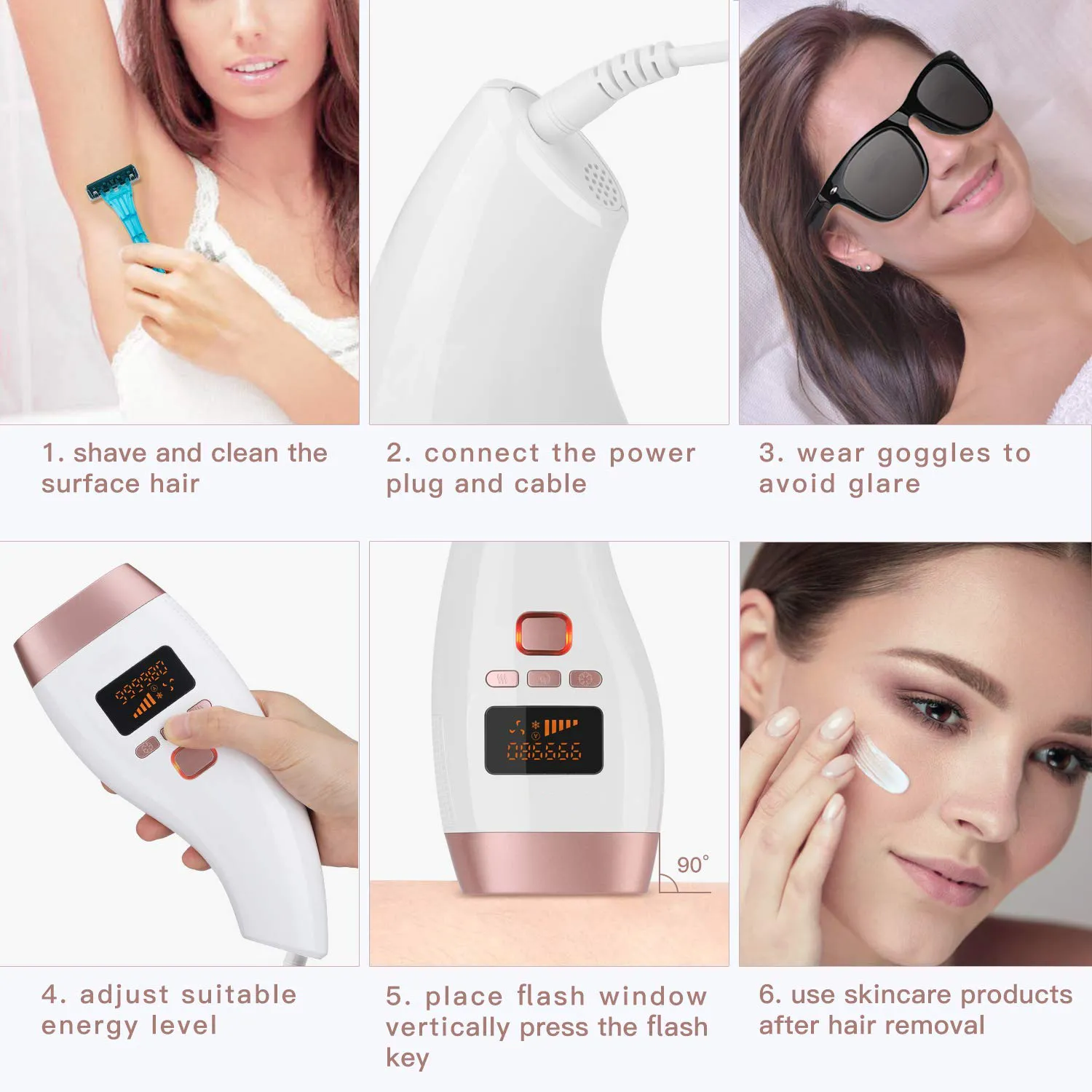 Épurateurs de visage électriques 990000 Flashs 2021Nouveau laser Vente chaude Épilateur laser Permanent IPL Photoépilateur Épilation Épilation électrique indolore