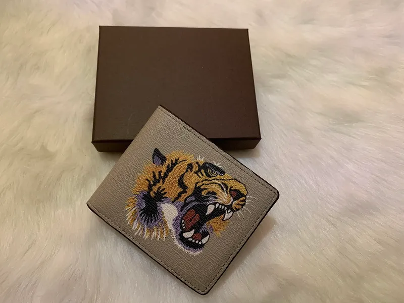 Moda mężczyzn zwierzęcy krótki portfel skóra czarny wąż tygrys pszczoła portfele kobiety torebki uchwyty karty kobiety torebki z prezentem247u