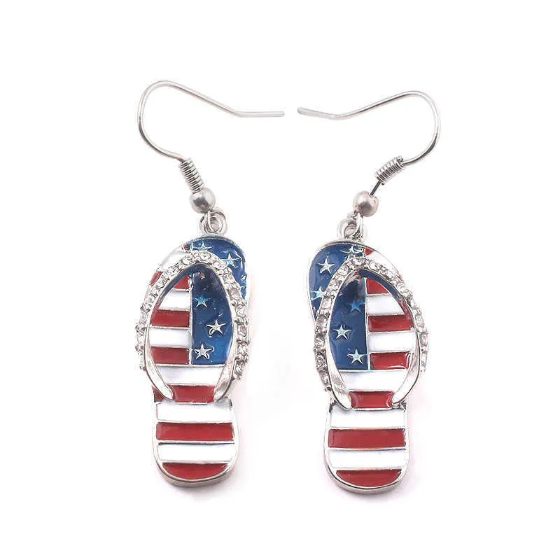 Nouveau drapeau américain mode style crochet d'oreille bijoux femmes pantoufles en émail national forme boucles d'oreilles drapeau américain boucles d'oreilles cadeau Q2515