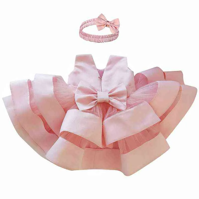 Prinsessan Julfest Communion Party Cake Evening Dress Baby Tjejs födelsedagsfest klänning 9 månader till 5 år gammal Vestidos G1129