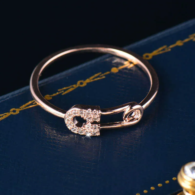 Sinleery Unikalny design Tiny Kryształowy Pin Kształt Midi Rings Rose Gold Srebrny Kolor Kobiety Moda Biżuteria Accessaries JZ048 SSK X0715