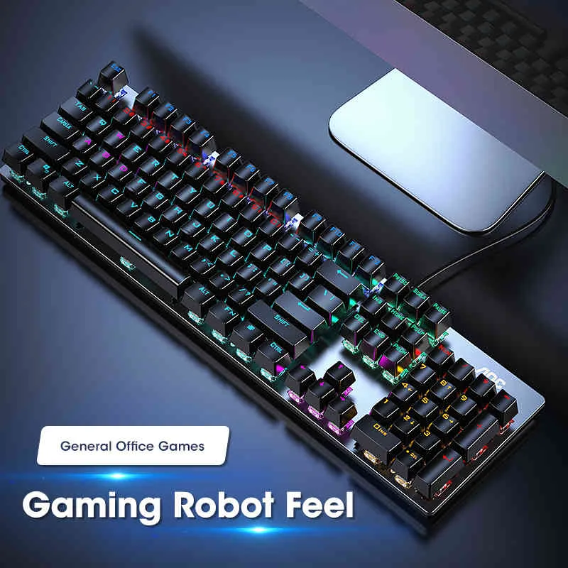 Niye Wired Mechanical PC Gamer Gaming Kit Brown Black Blue Switch Keycaps Rainbow RGB Bakgrundsbelysning Datortangentbord