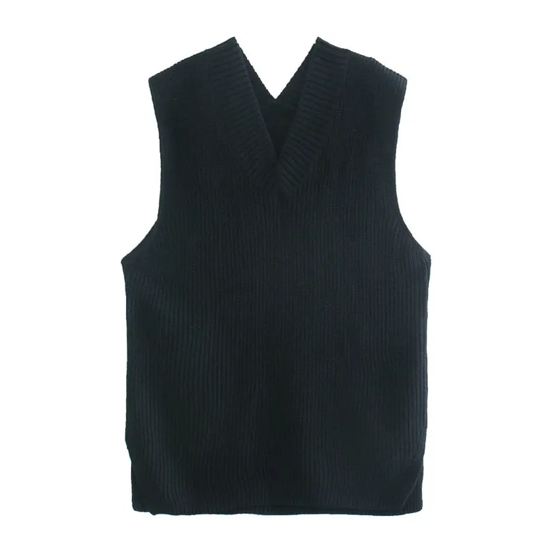 BLSQR Fashion Casual Tank Toppar Pullover Elasticitet Tröja Vår Höst Kvinnor Ärmlös V-Neck Knitted Vest Top 210430