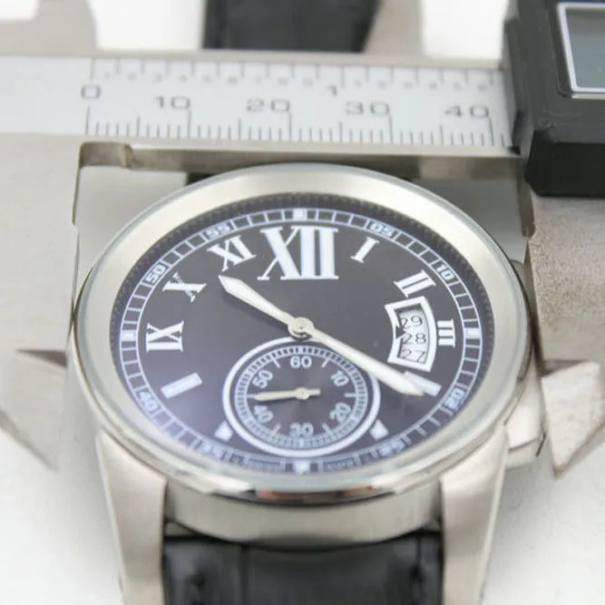 Moda alta quailty movimento automático 40mm relógio calibre preto dial prata aço inoxidável relógios masculinos casual dre275t