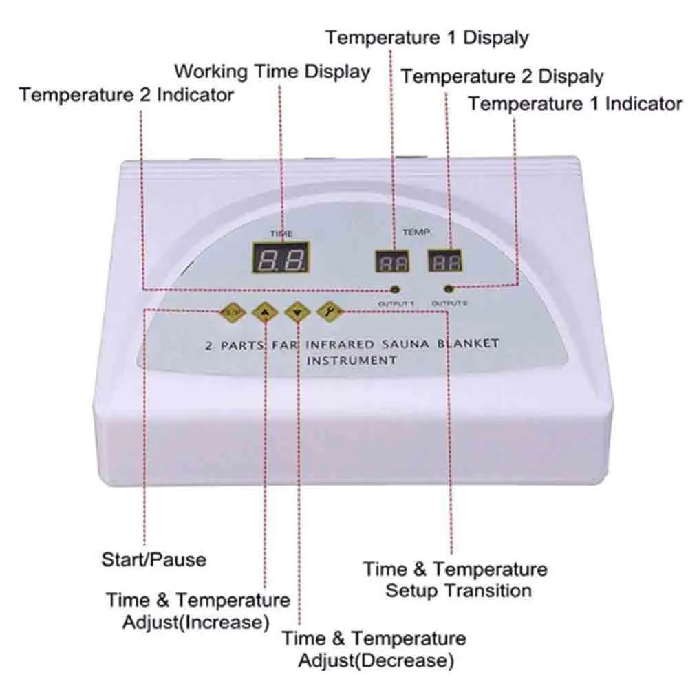 Manta trmica para sauna de infrarrojos lejanos control de 2 zonas con 50 piezas de tela plstico puede reducir el3891826