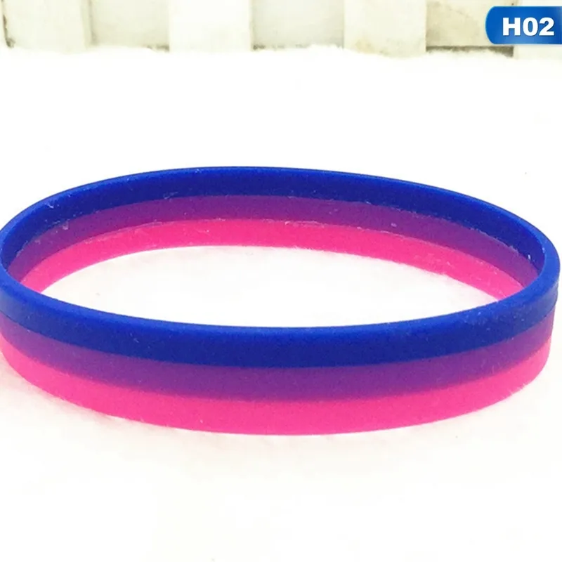 Gay Pride Bisexual Pulseras de caucho de silicona Sports Wrist Band Bangle