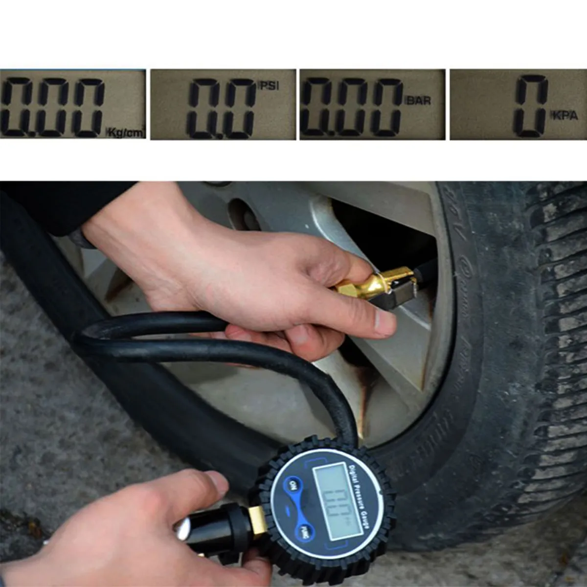 Digital Tire Inflator with Pressure Gauge 200 PSI Air Chuck for Truck/Car/Bike Digital Car Tire Air Pressure Inflator Gauge LCD