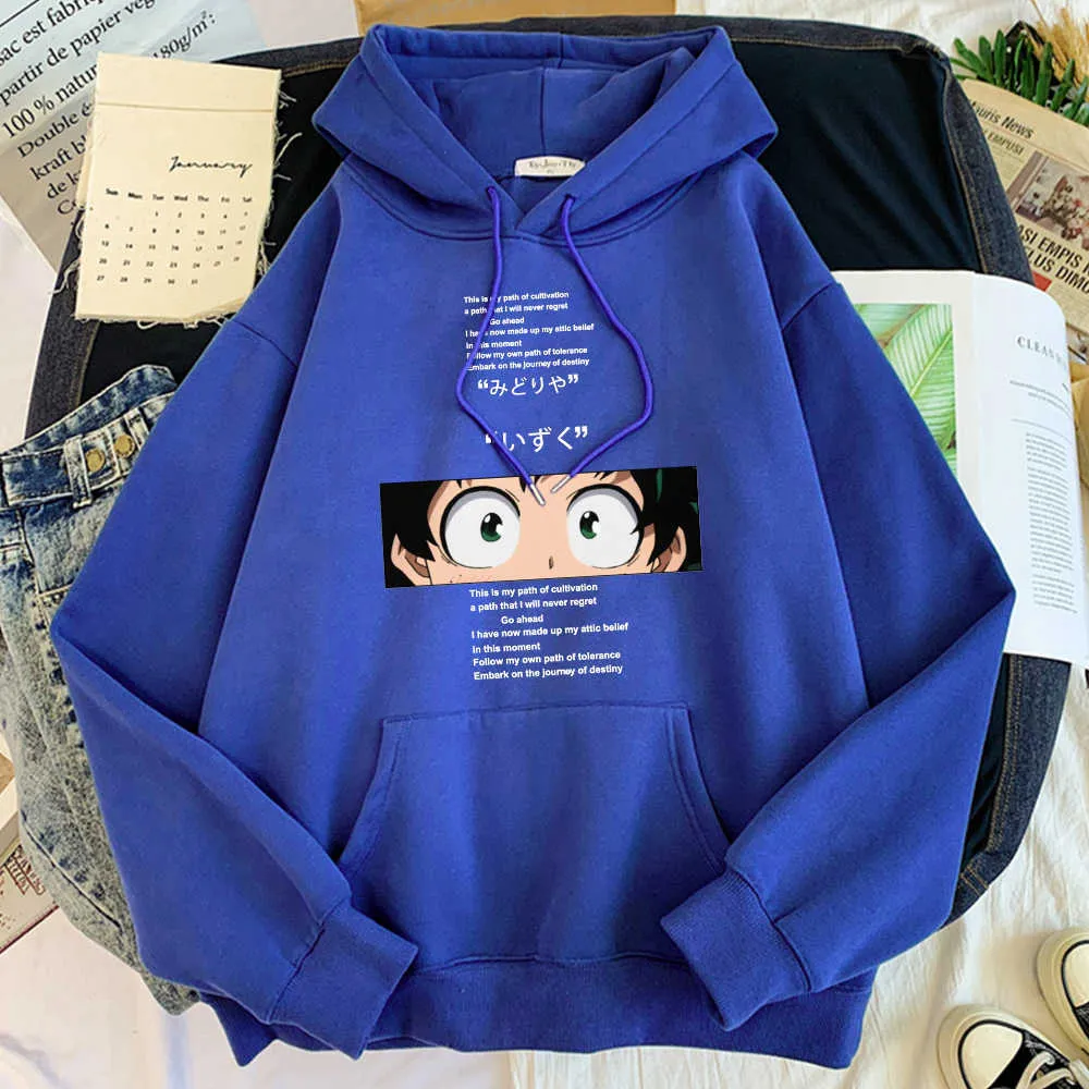 Anime My Hero Academia Midoriya Izuku Hoodie Automne Hiver Hommes Vêtements Casual Harajuku Survêtement Pour Homme Surdimensionné Streetwear Y0804