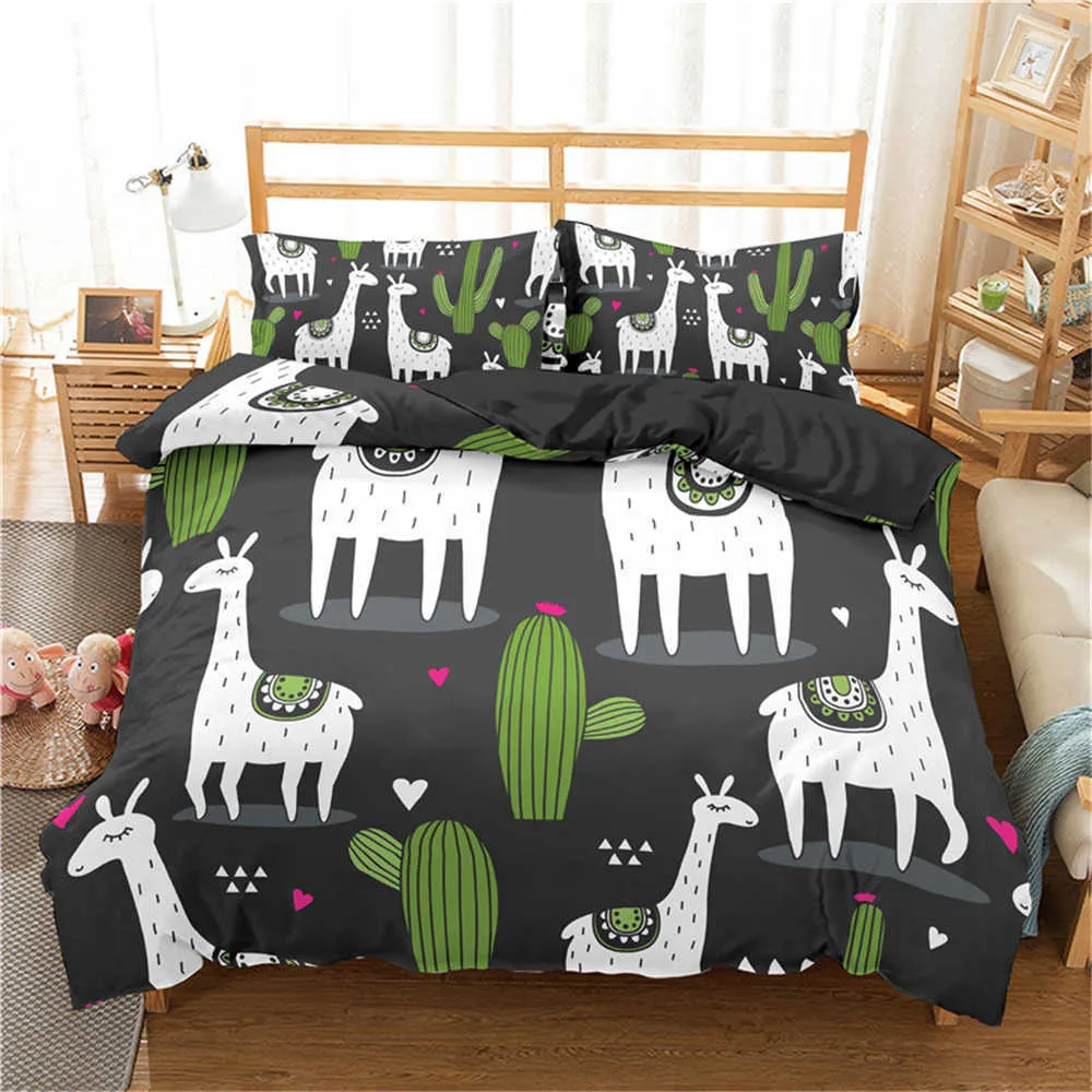 Zeimon Cartoon Ensembles de literie de luxe pour enfants taille unique Gilr garçons housse de couette enfants bébé enfant literie dinosaure panda 210615