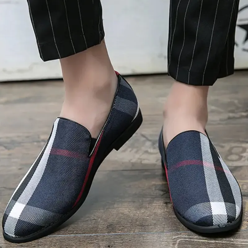 Plaid Business Casual Shoes Men One Foot Pedal Lefu wygodny i lekki niski obcas antypoślizgowy trend stylista fryzur klasyczny wszechstronny DH143