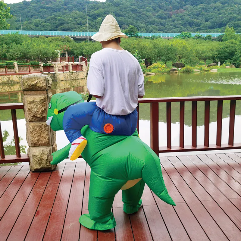 Mascot CostumesAdult Green Dinosaur Inflatable Costumes Halloween Costume Half Body T-rex Role Play Disfraz Fastival CellebrationMascot dol