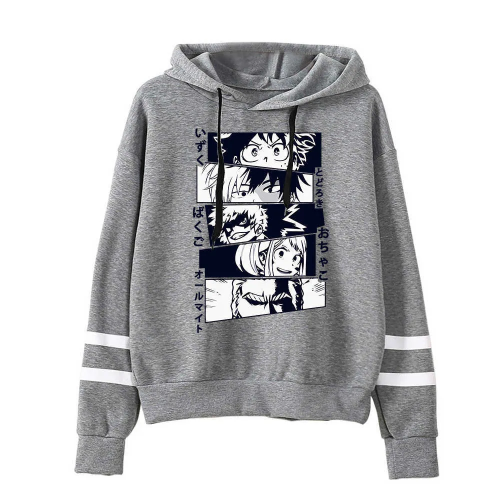 2021 Harajuku Hero Academia Anime Winter Warm Hoodies Men Unisex Casual Streetwear My Hero Academia Sweatshirt Graphic Tops H0910