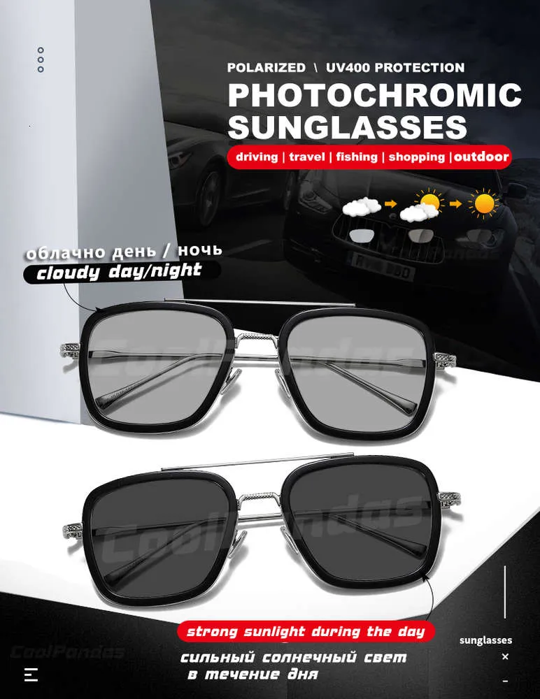 Квадратные солнцезащитные очки Tony Stark высшего качества, поляризационные мужские очки Pochrome, стекло в стиле стимпанк, водительское стекло2350446