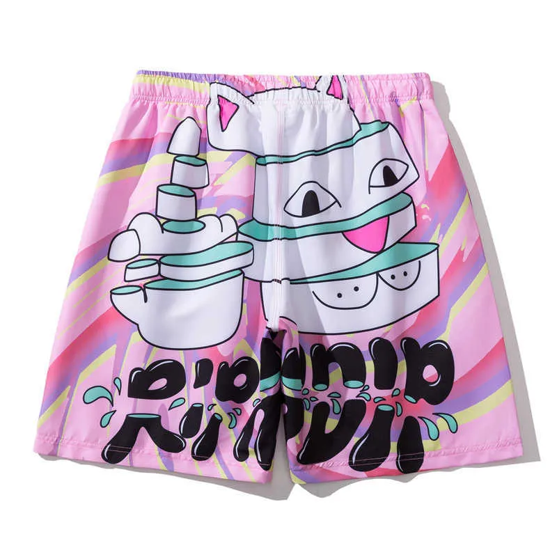 Sport Shorts Men Cartoons Comics Print Bermuda Pink Pattern Beach Brand's Running Basketbräda 210714