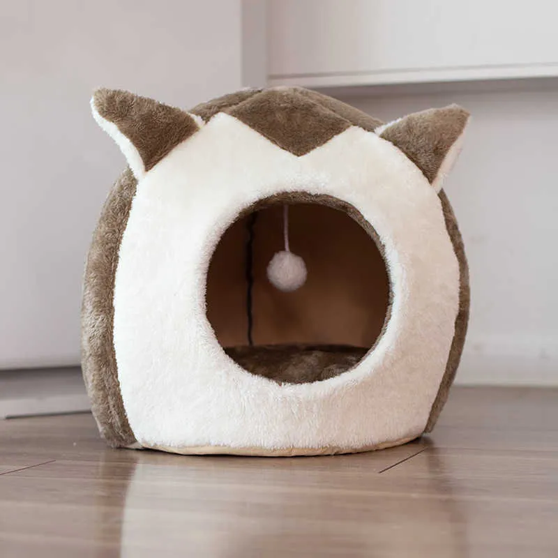 Теплая уютная уютная кровать для домашних животных собака кошка кровати дома зимний спальный мешок портативный внутренний гнездо щенки палатка с съемной подушкой складной 210722