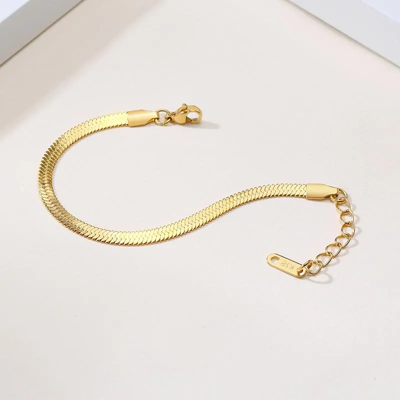 Link Chain Stapelen Armband Voor Vrouwen Bladerdeeg Koffieboon Chainlink Visgraat Snake Link In Roestvrij Staal Vrouwelijke Polsbandjes202g