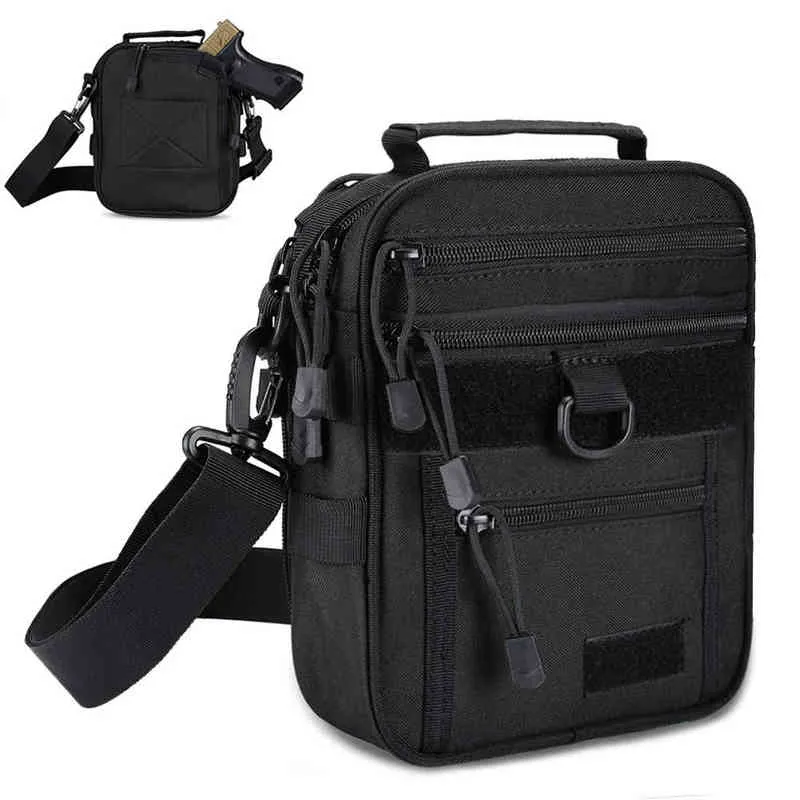 Tactical Gun Bag Pistol Carry Pouch Military Handgun Shoulder Sling Bag Gun Holster Pouch Messenger Bag Adjustable EDC Tool Pack Y1227