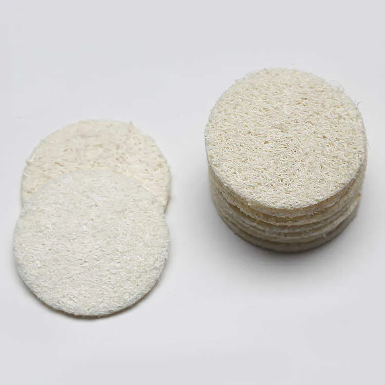 5,5 cm naturel rond Loofah Luffa Loofa démaquillant teint peau disque tampons de disque visage brosse de nettoyage bébé soins 210724