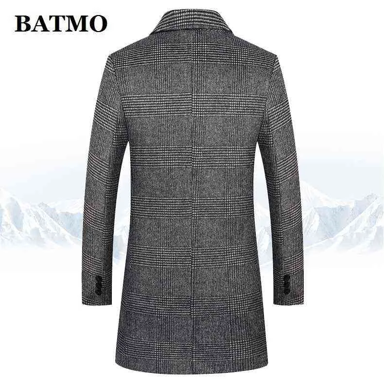 Batmo Ankomst Autumnwinter Wool Trench Coat Men, Herr Plaid Wool Coat, Plus-Size M-5XL 2975 211119