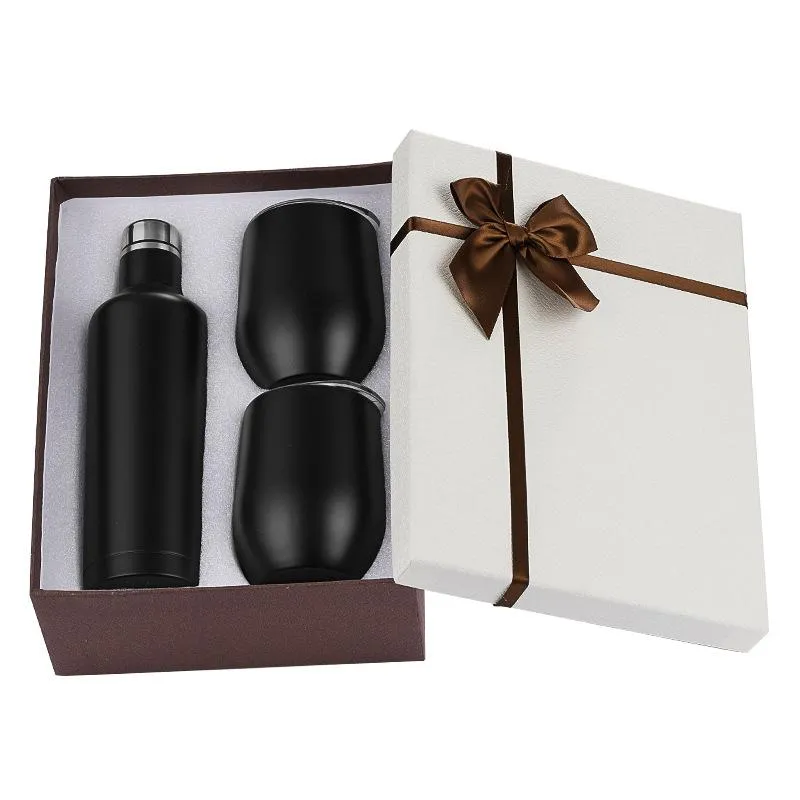 Set Gift Wine Tobsor Set en acier inoxydable Double mur isolé avec une bouteille de 500 ml Deux tulerts de vin de 12 oz261e