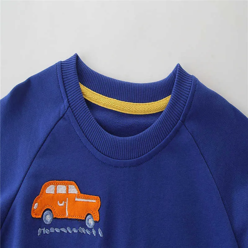Jumping Meters Cartoon Applique Boys Sweatshirts for Kids Clothes Autumn Children Hoodies Clothing Girls Tops 210529