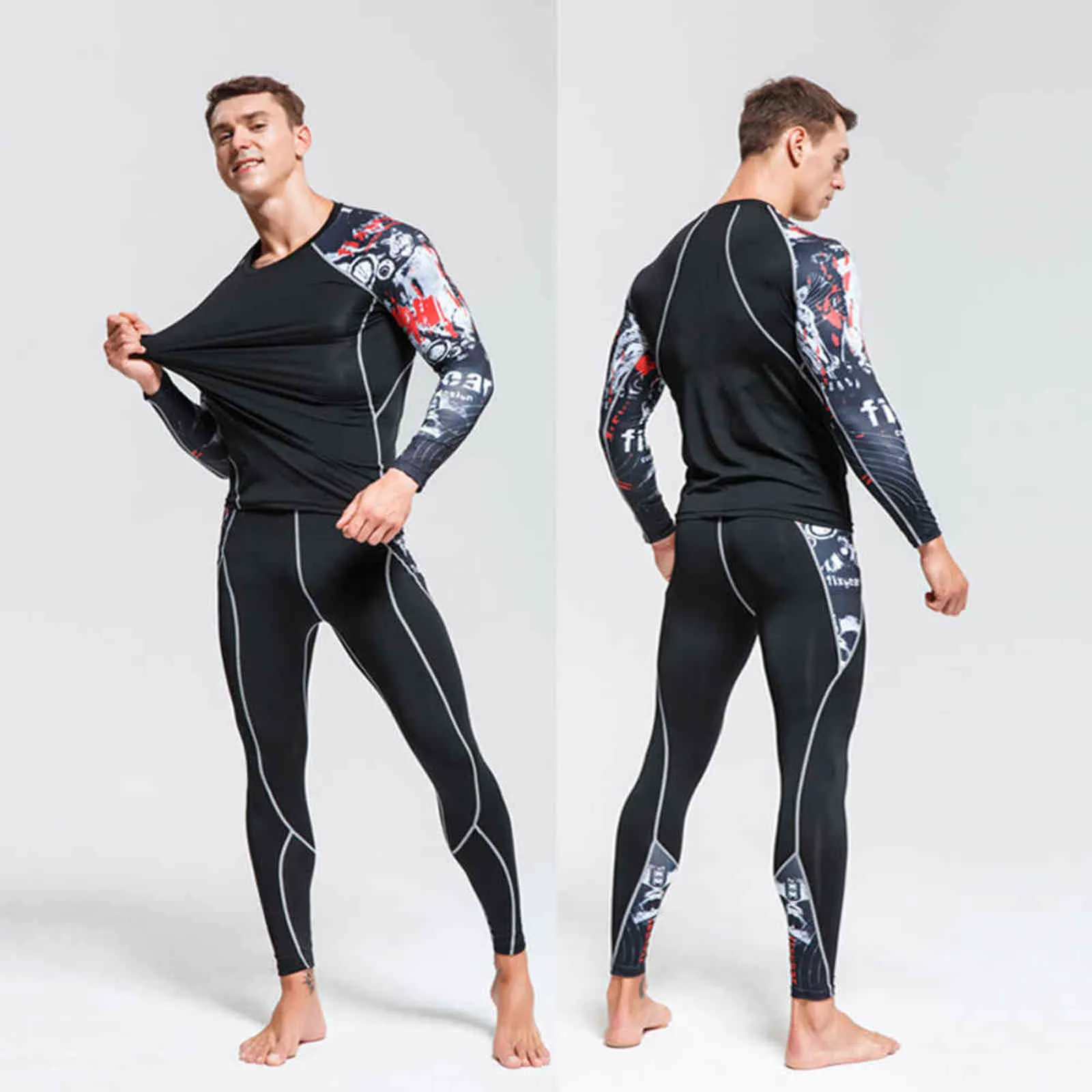 Herren Thermo-Unterwäsche-Set MMA Tactics Fitness Leggings Basis Kompression Sportanzug Unterwäsche Long Johns Herrenbekleidung Marke 211110