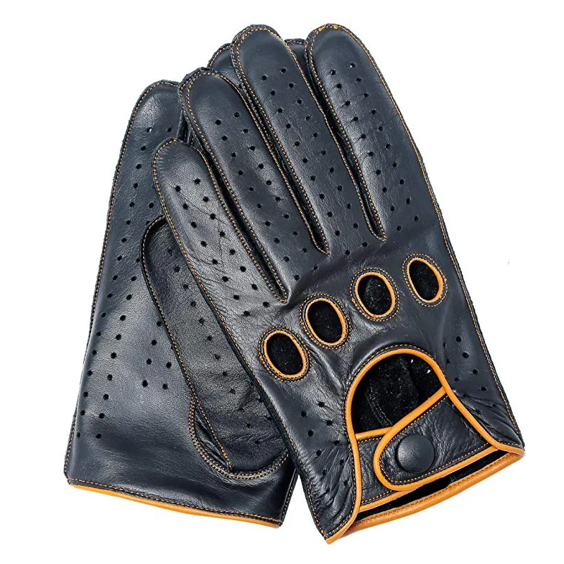 Fashion Breathable Genuine Leather Gloves High Quality Men's Lambskin Driving Gloves For Male Mittens