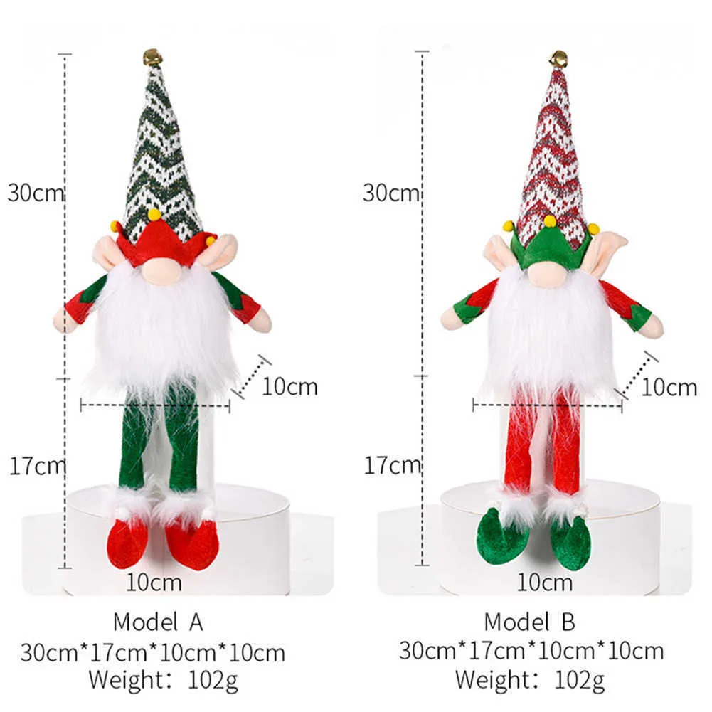 Noël Gnome Ornements Poupée Sans Visage Led Lumière En Peluche Table Père Noël Figurines Paillettes Arbre De Noël Cadeau