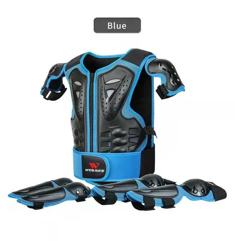 WOSAWE Bambini Senza Maniche Motocross Supporto la Schiena Armatura Protettiva Gilet Snowboard Sci Protezione di Sicurezza Sport Ginocchiere Q0913