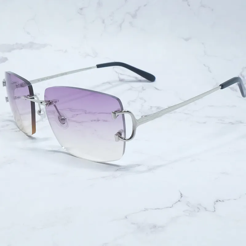 Gafas de sol sin montura de gran tamaño, gafas de sol vintage para hombre, marca de diseñador, gafas de sol de lujo para mujer, gafas de sol cuadradas grandes, sombras Carter Eyewe2110