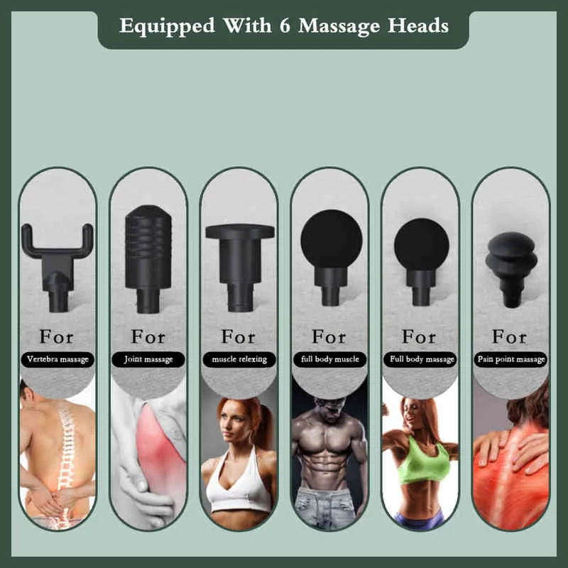 Massagem fáscia arma lcd display com 6 cabeças de emagrecimento corpo terapia profunda músculo r 220208