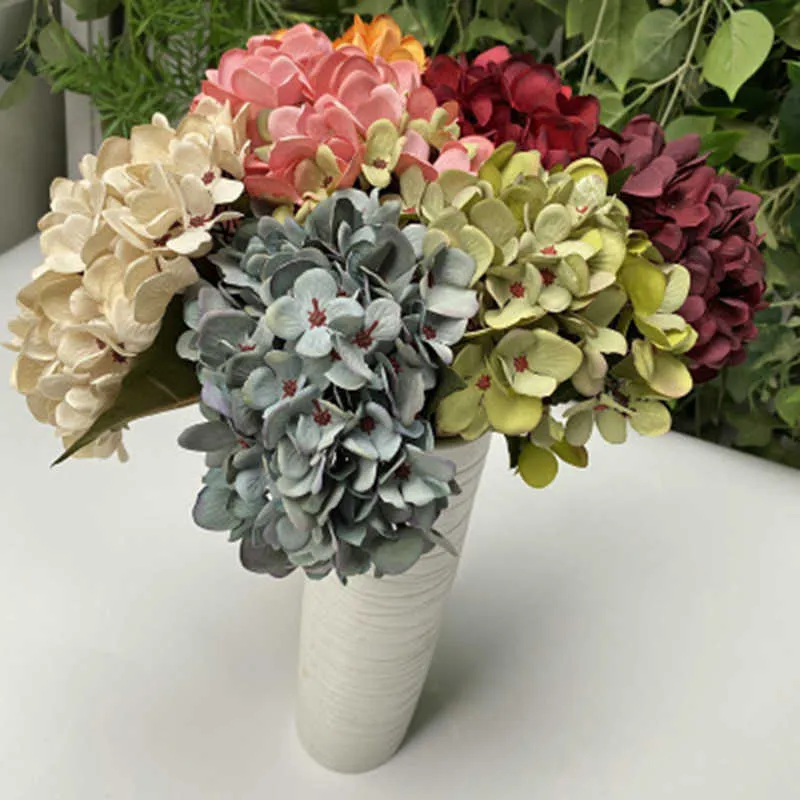Bröllop simulering växt blomma vägg hortensia singel hand som håller falsk te bord bukett i levande y0728