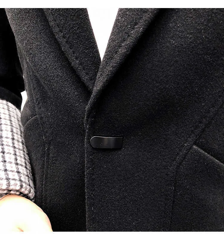 Winter Wolle Trenchcoat Männer Hohe Qualität Casual Lange Mantel Marke einreiher Warme Woll Mantel Männliche Jacken 210527