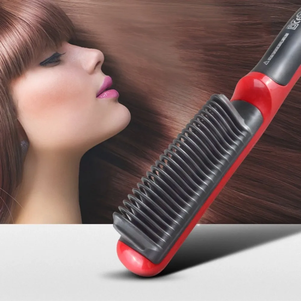 Lisseur à barbe en céramique pour hommes, brosse multifonctionnelle, fer à friser, peigne à lisser, coiffeur rapide