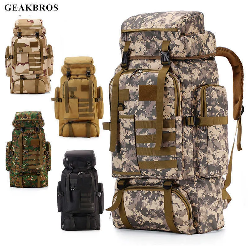 80L Tactique Sac À Dos Randonnée Camping Sports De Plein Air Sac Escalade Chasse Pêche Militaire Stockage Étanche Voyage Bagages Sac Q0721