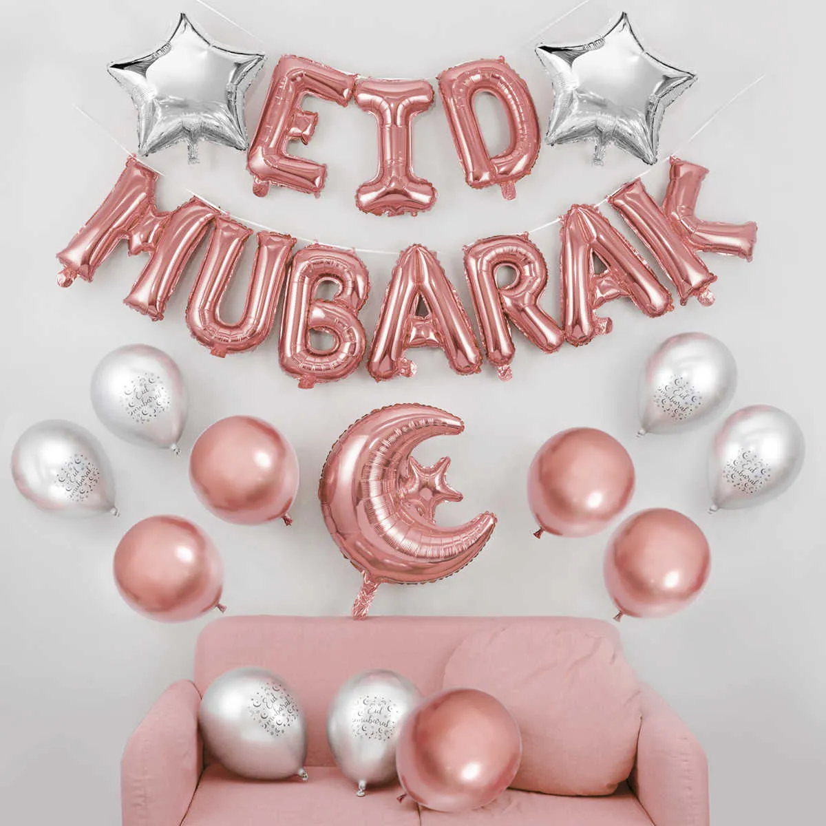 27 teile/satz Eid Mubarak Ballons Helium Latex Ballon Anniversaire Party Dekoration Globo Aid Mubarak Dekoration 210925