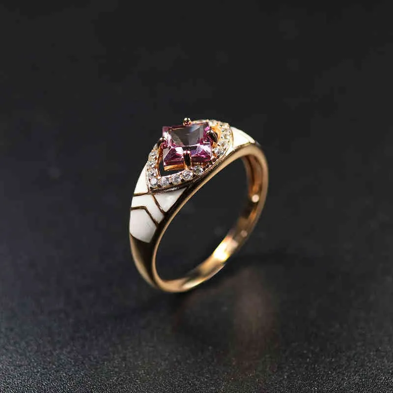 Färgbyte Alexandrite Ring Äkta 925 Sterling Silver Emalj Tillverkad Ädelsten Fine Smycken För Kvinnor Damer Ringar Gift 211217