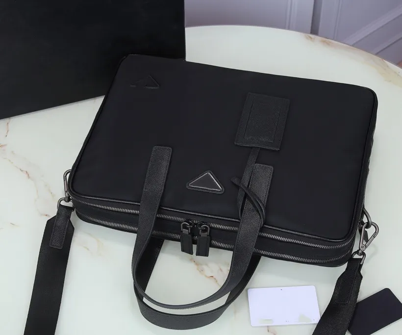 Valigetta da uomo di design in tela di nylon nera borsa laptop impermeabile di alta qualità borsa da ufficio di grande capacità retrò moda220Q