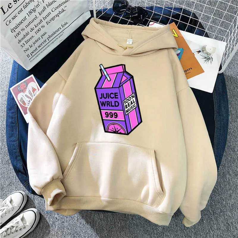 Kawaii JUICE Wrld Hoodies Fil Sweat Juice Wrld Imprimer Piège Rap Rainbow Fault Juice World Surdimensionné Femmes Hiver Hoodies Y0804