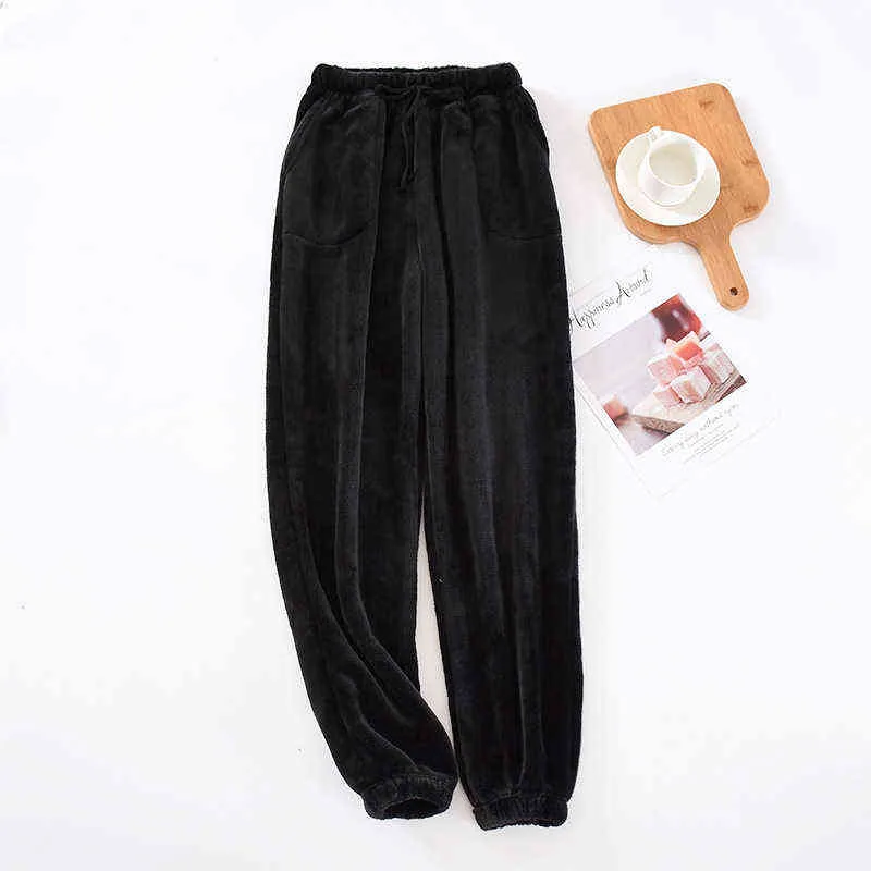 Japanese style men's home pants thick flannel warm pants autumn and winter large size coral fleece trousers pajama pants 211111