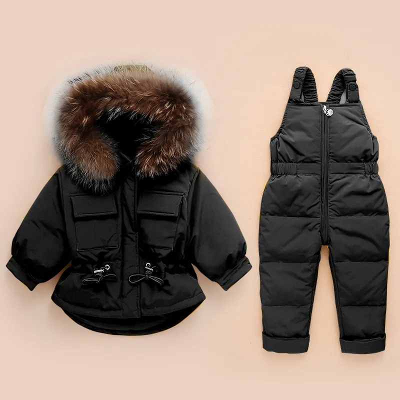 Children's Down Jacket Trouser Set Boys 1-4 Years Girls Thick Baby Eiderdown Winter Suit