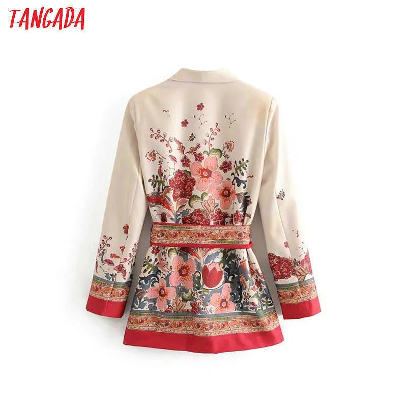 Tangada kvinnor kostym blazer blommig designer jacka Korea mode långärmad damer kvinnlig kontorsrock blåsor 3h48 211006
