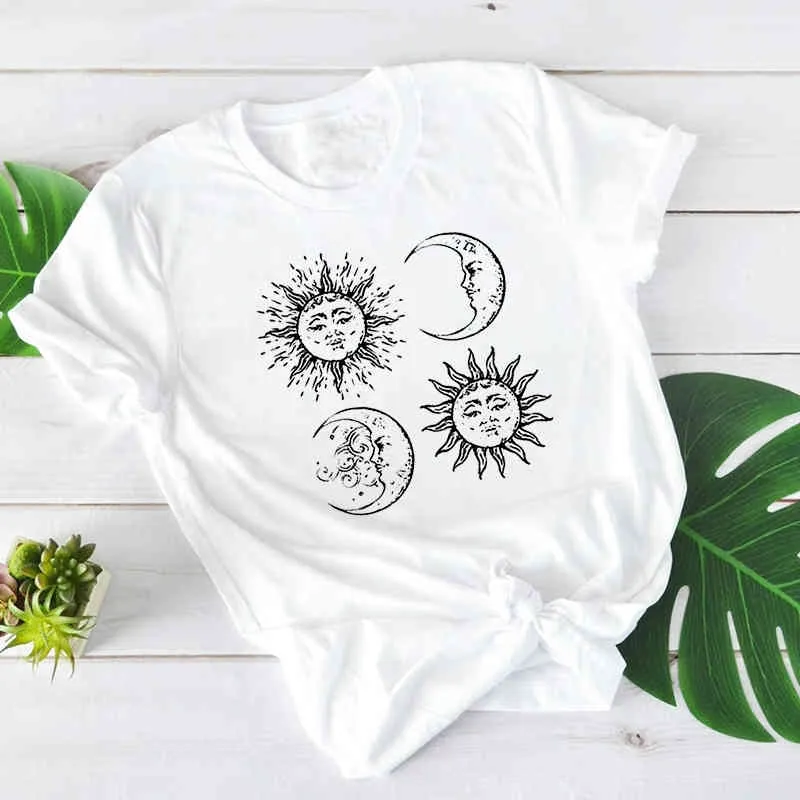 Sun Loon desenho arte gráfico tee hipster hipster kawaii casual t-shirt engraçado para mulheres pretas grunge fresco grunge gótico verão tops 210518