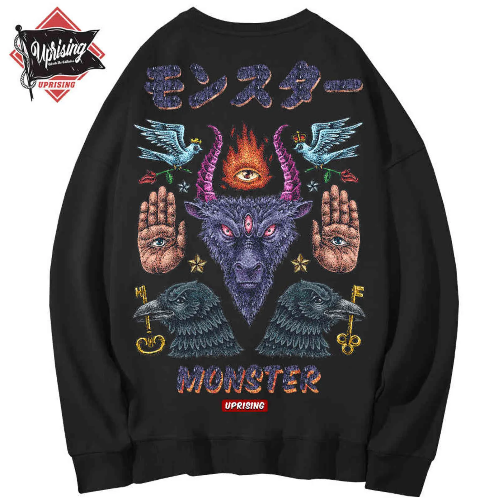 Sweats à capuche, Sweatshirts Monster à manches longues de la rue Personnalité de la marque Moto Hip-Hop Motorcycle 211116
