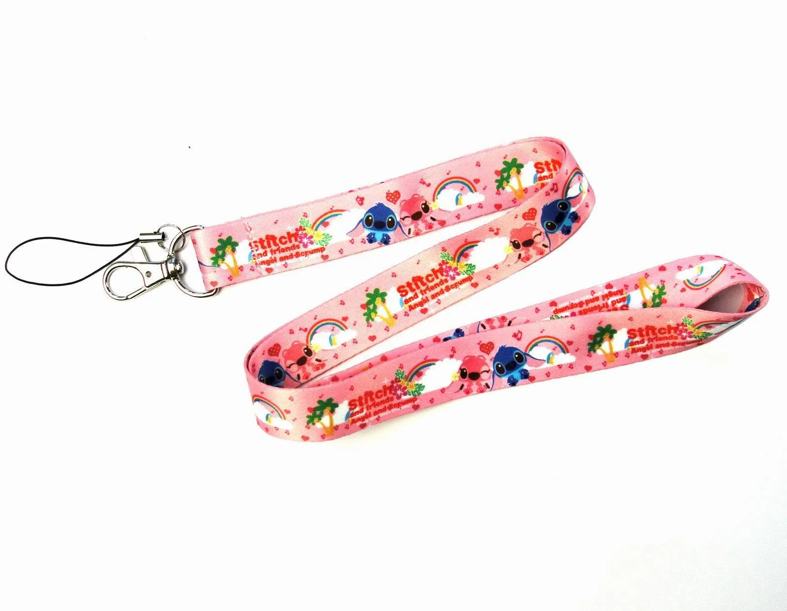 10 pz/lotto Cartoon Anime StitchLanyard Neck Strap Cordini Badge Holder Corda Ciondolo Portachiavi Accessori