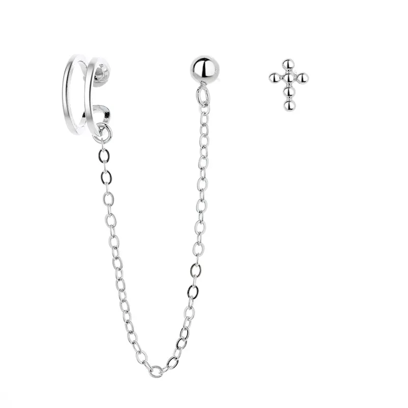 Нежный 925 стерлингового серебра стерлингового серебра асимметричные серьги для женщин мужской хип-хоп вечеринки ювелирные изделия S-E1317
