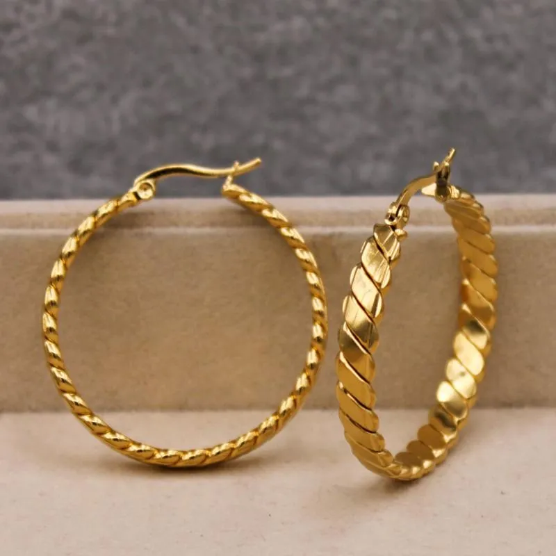 Fashion Round Hip Hop Large Hoop Earrings For Women's Gold Plated Filled Women Jewelry Accessories Wedding & Huggie207q